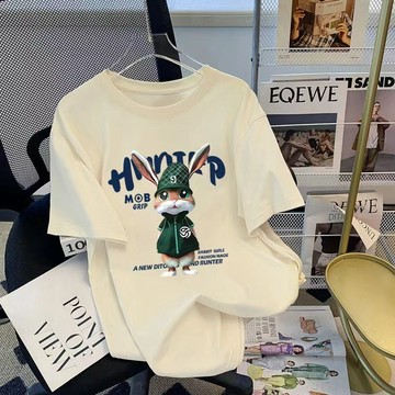 純棉短袖t恤女 女生衣服 學生上衣 oversize 下半身失蹤 甜酷風上衣 顯瘦體恤 可愛穿搭 短板上衣 短版 t恤