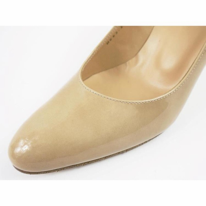 ラウンドトゥエナメルパンプス PUMPS ベージュ・レッド・赤