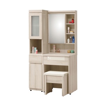 【H&D東稻家居】3尺鏡台含椅(TJS1-06061)