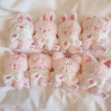 新款SKZOO FM 豆豆眼 粉色迷你鑰匙扣掛件李旻浩李龍馥小公仔掛飾