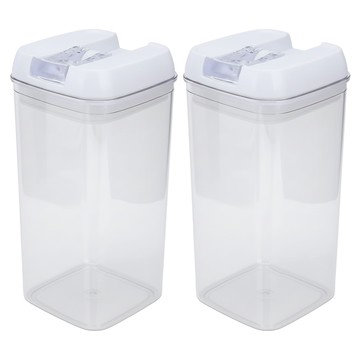 簡約方型易扣罐 2入組 320g  尺寸 9.6*9.6*20.4cm  耐溫 -20°C~60°C  透明  9.6x9.6x20.4公分  1組