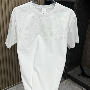 夏季新款男士短袖刺繡純棉T卹 潮牌休閒毆貨輕奢圓領修身半袖上衣 Z