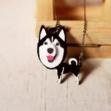 哈士奇/毛小孩在脖子/頭重腳輕款/短鍊