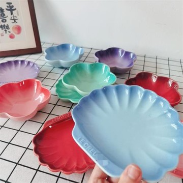 法國LE同款尾單彩炻瓷小號花形碟貝殼粉菜盤調料點心碟子碗家用