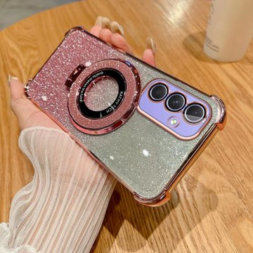 三星A54手機殼高端新款漸變閃粉時尚軟殼5G適用GalaxyA54磁吸支架全包創意超薄氣囊太空殼Samsung防摔保護套