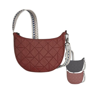 Travelon Boho防盜格紋斜背包(TL-43623)(半月包/側背包/肩背包/RFID/鎖拉鍊)