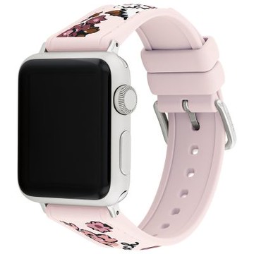 COACH Apple Watch 淡粉花朵錶帶 38/40/41mm適用 矽膠錶帶 寵愛媽媽 送禮推薦(不含手錶)
