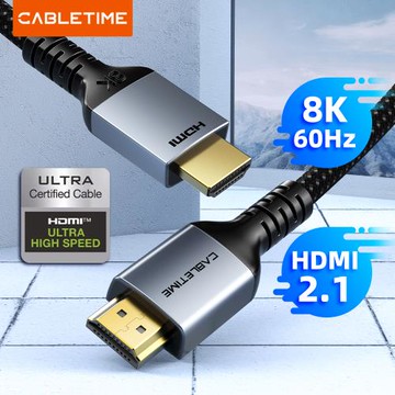 CABLETIME 認證版HDMI線2.1版 8K60Hz高清線兼容HDMI2.0連接線(3M)