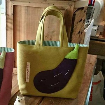 大茄子手提袋/草綠底