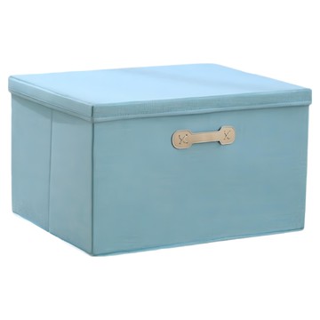 小麥購物 棉麻掀蓋式收納箱 特大  藍色  46 x 36 x 28cm  1個