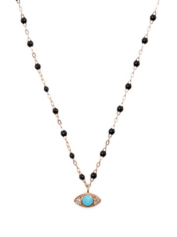 Gigi Clozeau - 18kt rose gold Eye Sparkle turquoise and diamond necklace - women - Diamond/18kt Rose Gold/Turquoise - One Size - Black