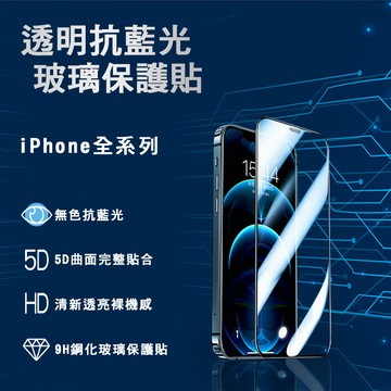 透明抗藍光玻璃貼 滿版 保護貼適用iPhone 13 12 11 Pro Max 鋼化玻璃 抗藍光 透明款 抗藍光玻璃貼