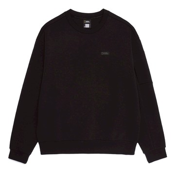 男女同款 CANI 袖口袋 衛衣 - 黑色