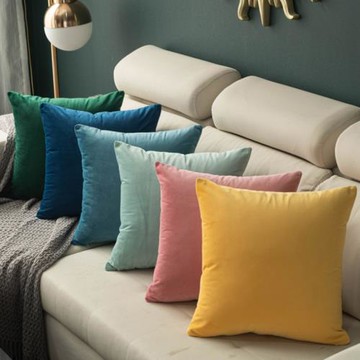 ins純色床頭大靠背椅子方枕抱枕套荷蘭絨天鵝絨靠墊套沙發北歐風