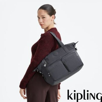 Kipling (網路獨家款)月光灰拉桿旅行袋-NEW ART DUO POCKET