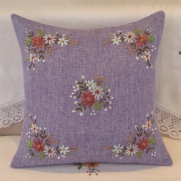 手工繡花抱枕套沙發客廳布藝靠枕套枕芯靠背墊家居手工藝刺繡