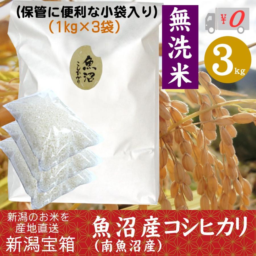 魚沼産コシヒカリ 無洗米 1kg×3袋 3kg 新潟県産 米 お米 新米 送料無料 南魚沼産