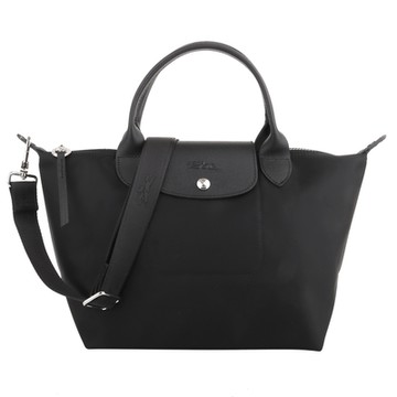 LONGCHAMP  Le Pliage Neo 尼龍短把寬帶水餃包(黑)S