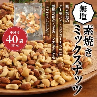 ふるさと納税 碧南市 無塩の素焼きミックスナッツ　小分け40袋(計1kg)　H059-095