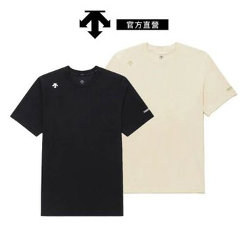【DESCENTE】迪桑特 女士 基本款棉質小LOGO短袖T恤(象牙色/黑色)
