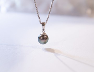 大溪地7-7.5mm天然海水黑珍珠925純銀吊墜項鍊