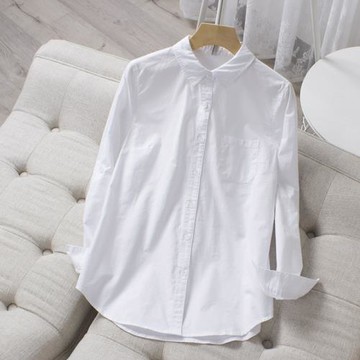 梓蘭朵短款白襯衫女2024春裝新品純棉牛津紡白襯衣女職業休閑顯瘦