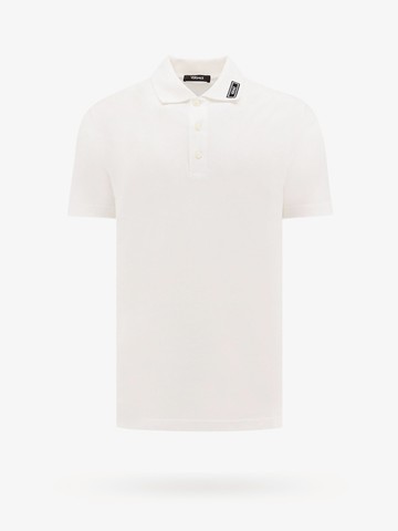 Cotton shirt polo with logoed label - VERSACE - gender_Man