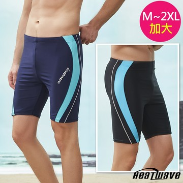Heatwave熱浪 加大泳褲 五分褲黑藍(M-2XL)356