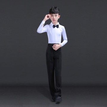 少兒男童拉丁舞練功演出服套裝新款男孩拉丁舞服裝比賽考級服修身