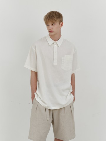 Linen Pullover Double Pocket Shirt _ Off White