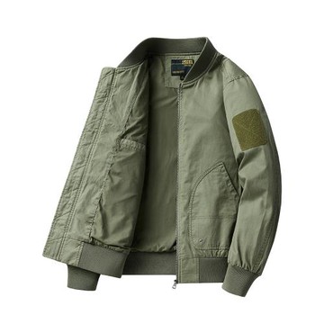 外套男春秋新款工裝大碼戶外男式立領飛行員寬松純棉休閑男士夾克