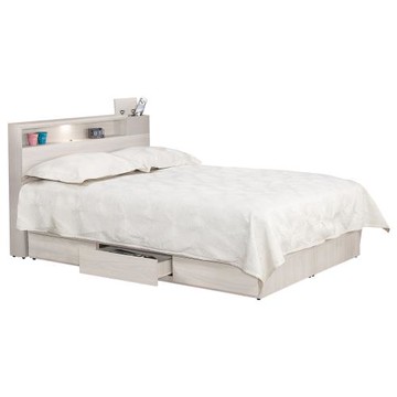 Boden-柏倫5尺雙人收納抽屜床組(附LED燈床頭箱+三抽收納床底-不含床墊)