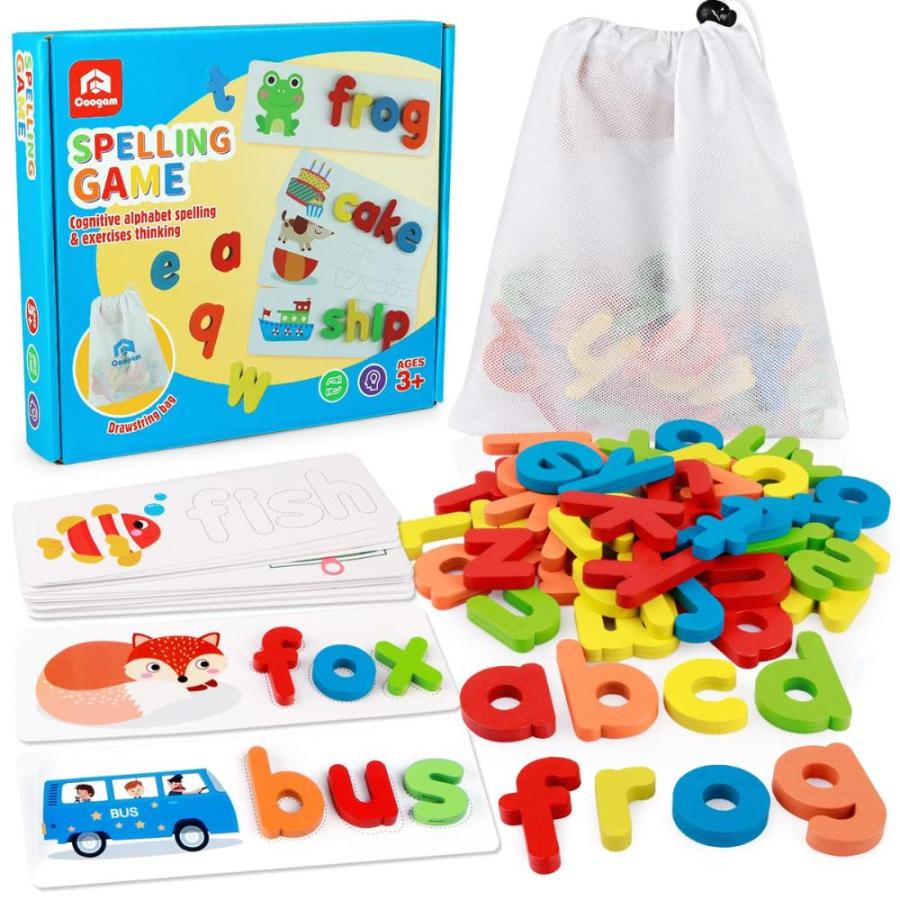  Montessori Learning Educational Toys Gifts for3 4 5 Years Old  Boys and Girls, Wooden Reading Blocks Alphabet Learning Toy, Turning  Rotating Letter Matching Flash Card Games for Preschool Kindergarten : Toys