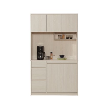 直人木業-DA奶油白榆木亮面陶板拉盤上下櫥櫃組122公分