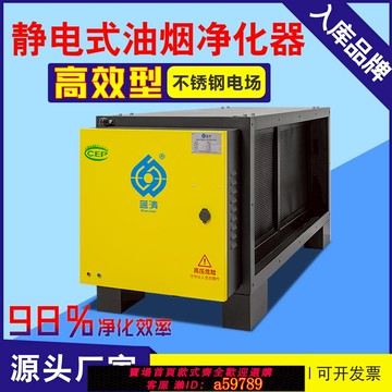【全網低價 可打統編】藍清油煙凈化器商用不銹鋼電場高效凈化器酒店學校廚房燒烤餐飲