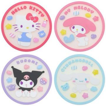 小禮堂 Sanrio 三麗鷗 圓形橡膠杯墊 (糖果款) Kitty 美樂蒂 酷洛米 大耳狗
