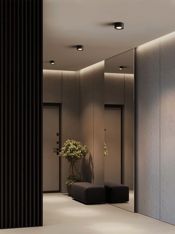 明裝筒燈雙頭無主燈客廳照明射燈家用防眩三色變光走廊過道天花燈