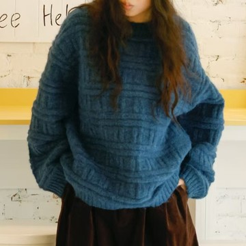 秋冬紋理感鉤織純色毛衣122616C