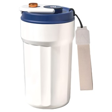 測溫316不鏽鋼陶瓷內膽保溫咖啡杯 450ml  藍色  1個