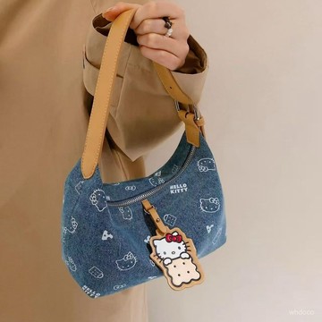 👜 卿選好物 👜Hello 早春新款高顔值印花拎包手提牛仔斜挎包腋下包