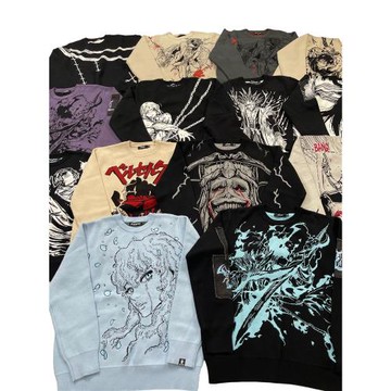 重磅原單 動漫人物y2k風格日漫夸張滿印情侶寬松秋冬套頭針織毛衣