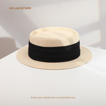 小沿草帽女夏季防曬遮陽帽日系百搭凹頂出游草編禮帽休閑時尚