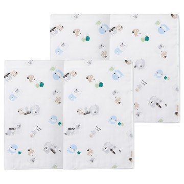 KU.KU Duckbill 酷咕鴨 小繽紛紗布澡巾 100%純棉 尺寸 30 x 48cm  藍色  2條