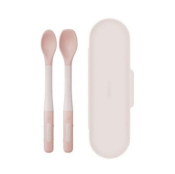 韓國 MOYUUM 彎曲餵食雙匙組(8809926450331蜜桃粉(2入/組) )380元