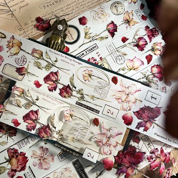 古紅 輕復古玫瑰集 PET 和紙膠帶