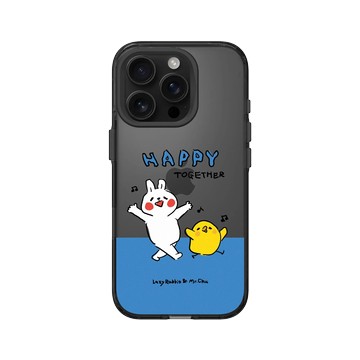 iPhone 16 Pro Clear (相機按鈕) 酷墨灰 - 懶散兔與啾先生 Lazy Rabbit and Mr.Chu - 左手的快樂
