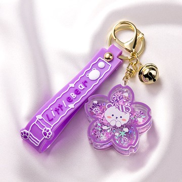 櫻花流沙瓶鑰匙扣掛件創意網紅手繩汽車鏈女ins匙圈環簡約包掛飾