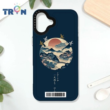TRON iPhone 16 PLUS 圓形復古山水畫系列 防摔太空載具殼 透白 軟硬 手機殼