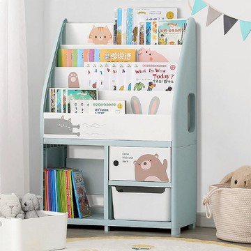 萌想樂園兒童玩具繪本分類收納櫃(1大格+2小格1門+1儲物凳)-DIY 躲貓貓