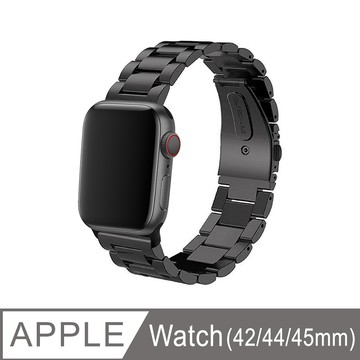 【Timo】Apple Watch 42/44/45/49mm 不鏽鋼金屬替換錶帶-黑